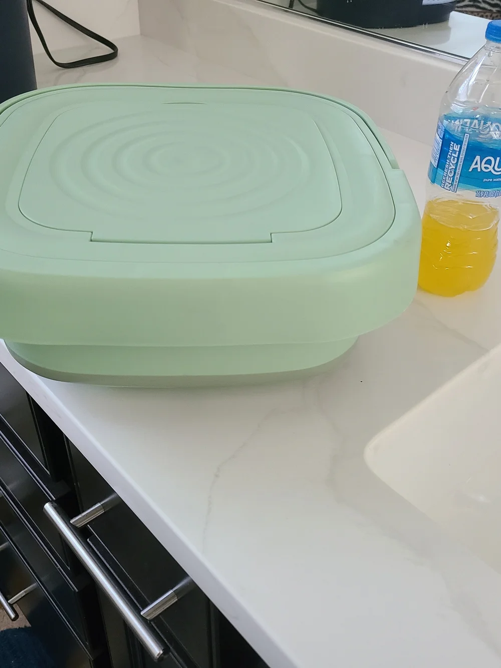 Compact Foldable Washing Machine in Mint Green - Portable Laundry Tub